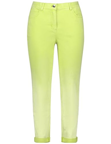 Samoon Damen Hose Jeans verkürzt Farbverlauf, unifarben 7/8 Länge Lemon Green 54 im Sale